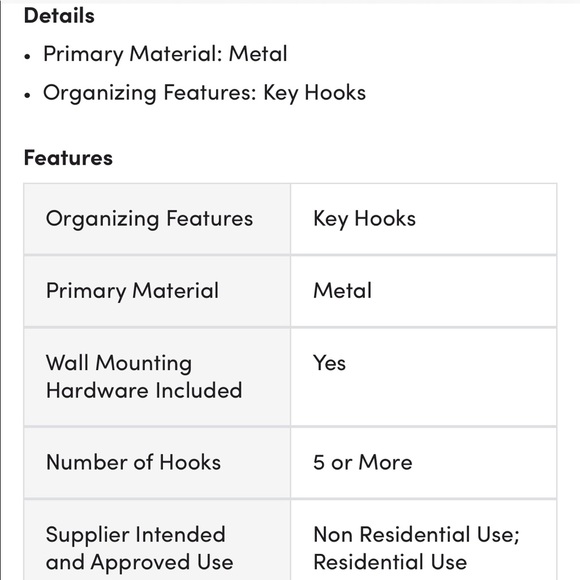 New 3-way Decorative Wall Organizer with Key Hooks by Rev-A-Shelf, 5 pieces - Picture 2 of 5